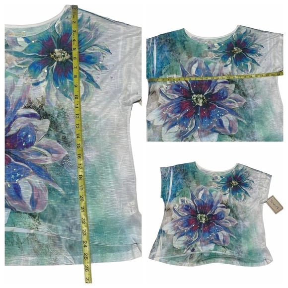 SIMPLICI-TEE Floral Multicolor Short Sleeve Blouse - Picture 11 of 12